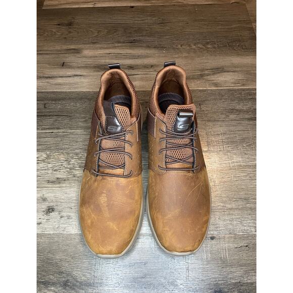 Sketchers Delson Axton Brown Leather Slip On Sneaker Comfort Foam Casual Work 12 - Picture 2 of 12